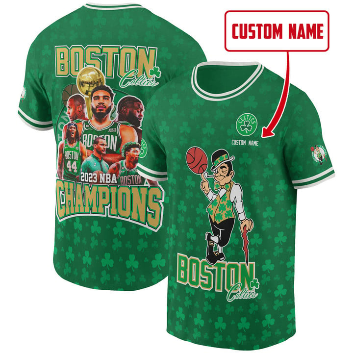 Boston Celtics 17x Champions Team Logo Pattern Print 3D T-Shirt SH1