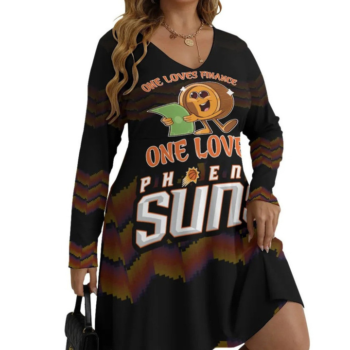 One Loves Finance One Loves Phoenix Suns Print Long Sleeve Dress