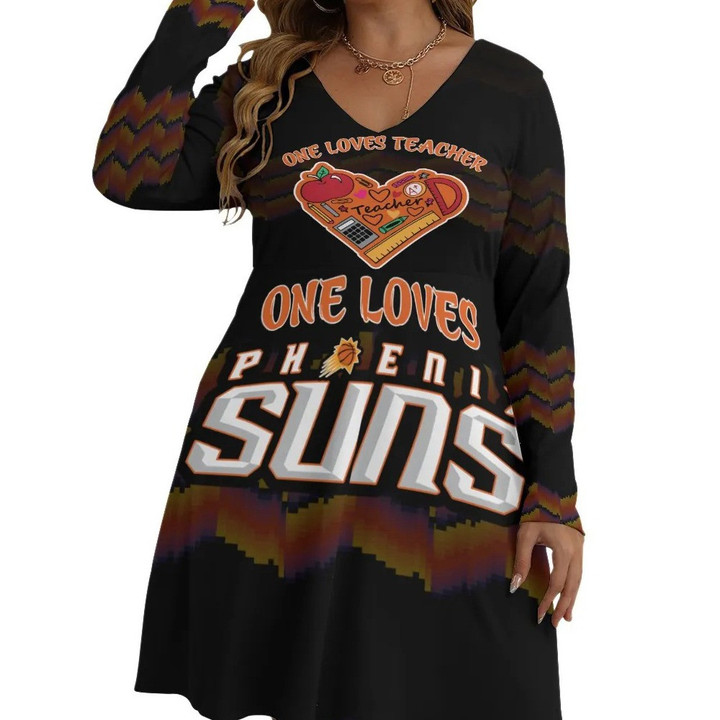 One Loves Teacher One Loves Phoenix Suns Print Long Sleeve Dress