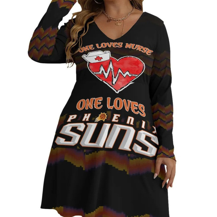 One Loves Nurse One Loves Phoenix Suns Print Long Sleeve Dress