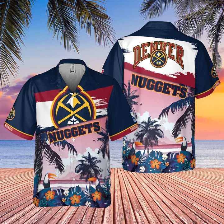 Denver Nuggets Beach Pattern Colorful Print Hawaiian Shirt