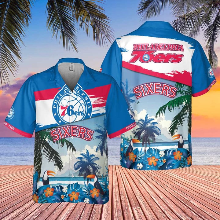 Philadelphia 76ers Beach Pattern Colorful Print Hawaiian Shirt