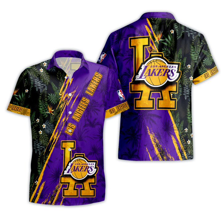 Los Angeles Lakers NBA Champions Floral Pattern Print Hawaiian Shirt
