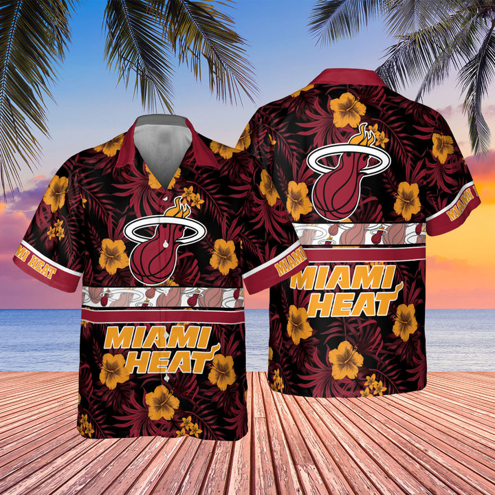 Miami Heat National Basketball Association 2023 Hibiscus Logo AOP Hawaiian Shirt SH1FI