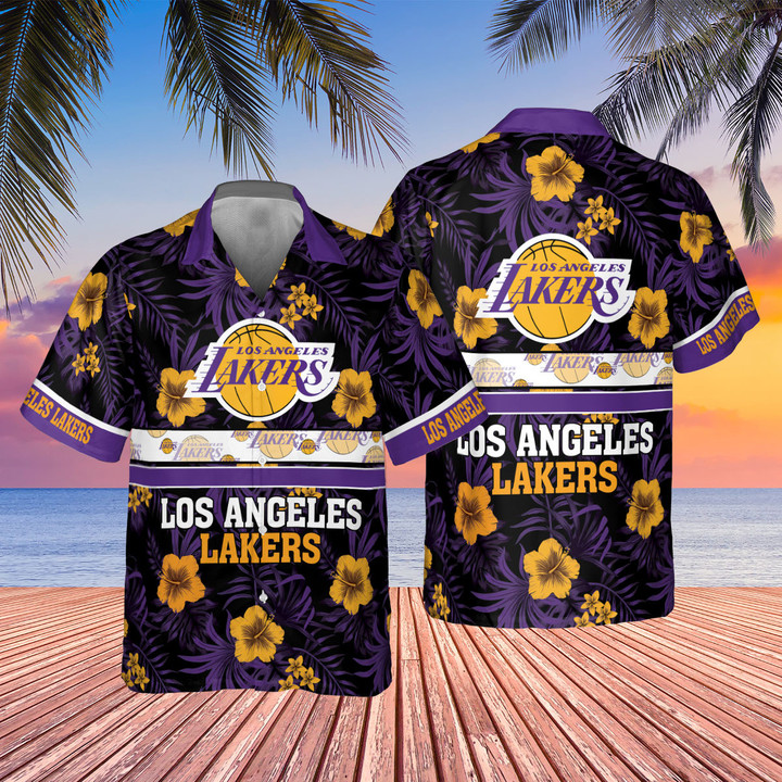 Los Angeles Lakers National Basketball Association 2023 Hibiscus Logo AOP Hawaiian Shirt SH1FI