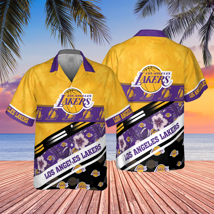 Los Angeles Lakers Tree Hawaii Pattern Cute Print Hawaiian Shirt