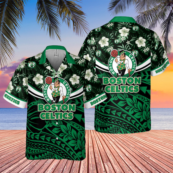 Boston Celtics National National Basketball Association 2023 Polynesian Pattern AOP Hawaiian Shirt SH1FI