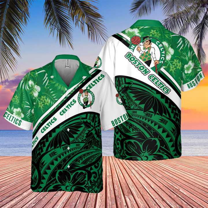 Boston Celtics Polynesian Pattern National National Basketball Association 2023 AOP Hawaiian Shirt SH1FI