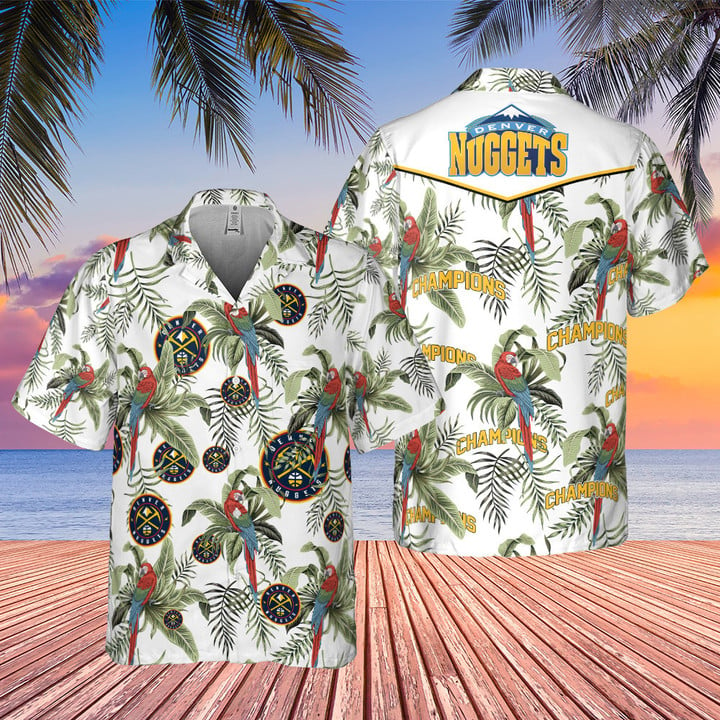 Denver Nuggets Tropical And Basketball Champions Pattern Print Hawaiian Shirt Pattern