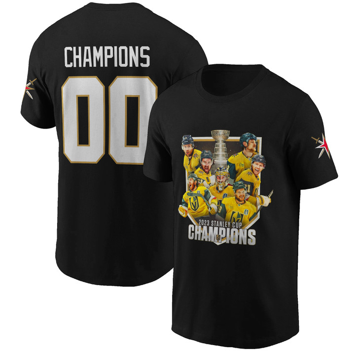 Vegas Golden Knights Team Celebrate X1 NHL Champions Custom Number Print T-Shirt