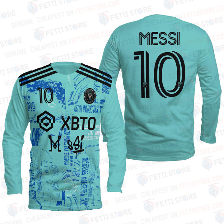 Messi Goat XBTO Inter Miami Green 3D Long Sleeve