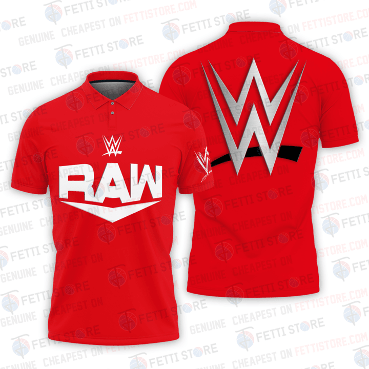 WWE Professional Wrestling Raw Red Cool 3D Polo Shirt
