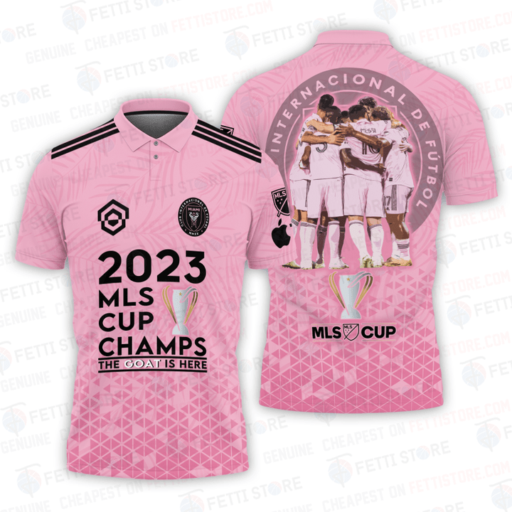 Lionel Messi Inter Miami MLS Cup Champs Pink 3D Polo Shirt