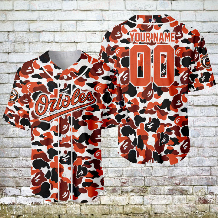 Baltimore Orioles Bape Pattern AOP Custom Baseball Jersey