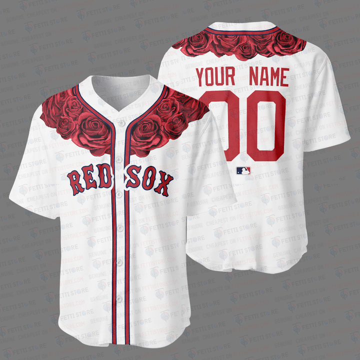 Boston Red Sox Rose Pattern MLB Baseball Jersey