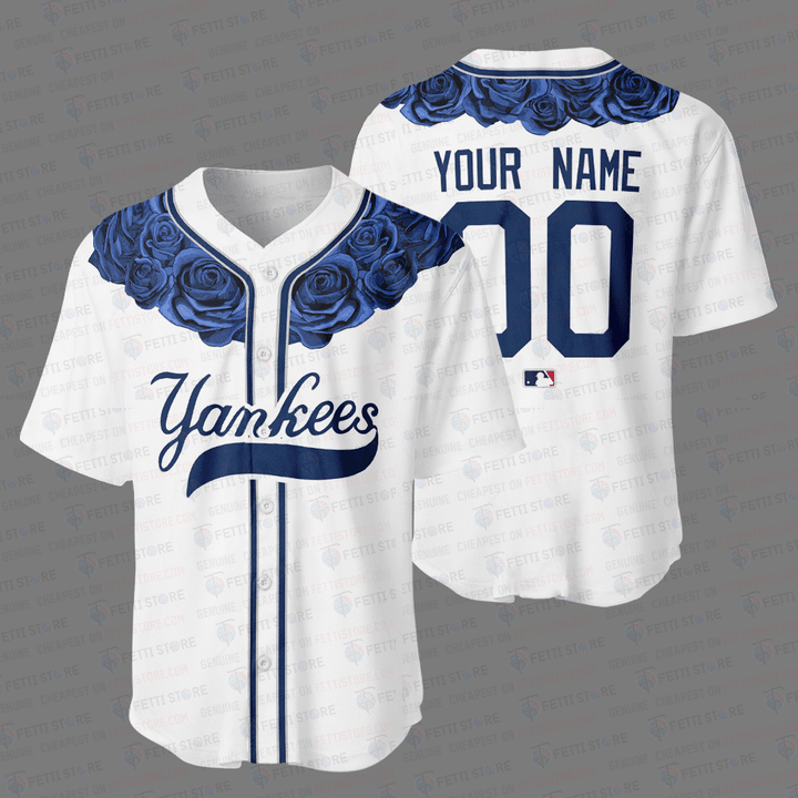 New York Yankees Rose Pattern MLB Baseball Jersey