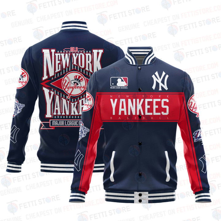 New York Yankees American League Baseball Vintage Pattern Varsity Jacket