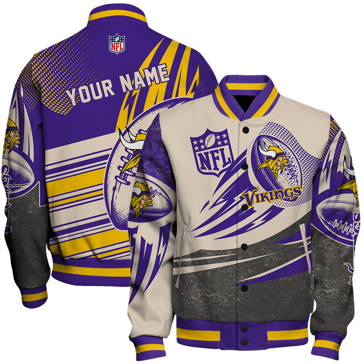 Minnesota Vikings - National Football League Customized AOP Varsity Jacket V10