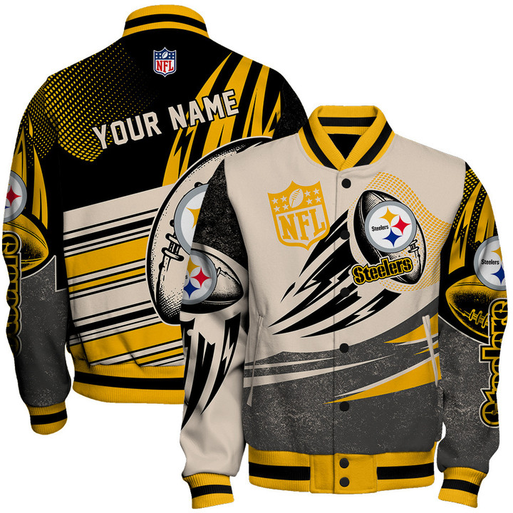 Pittsburgh Steelers - National Football League Customized AOP Varsity Jacket V10