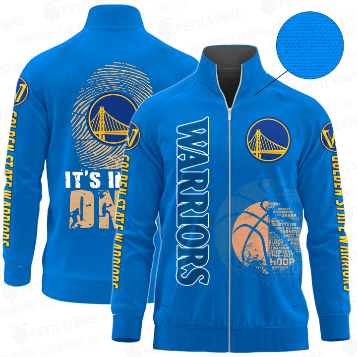 Golden State Warriors - NBA AOP Stand Collar Zipper Jacket STM V2