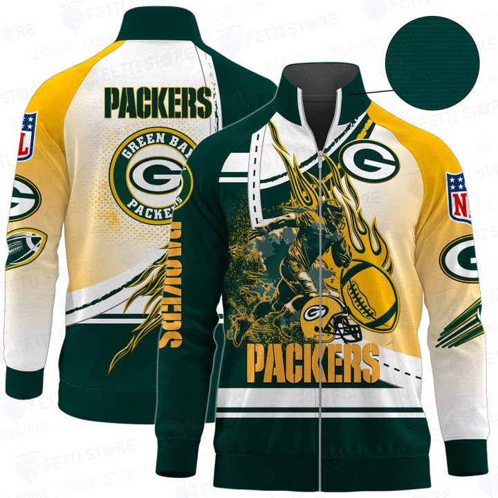 Green Bay Packers National Football League Stand Collar Zipper Jacket SH1 V1