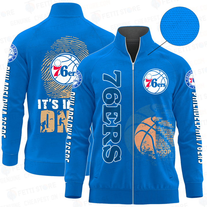 Philadelphia 76ers - NBA AOP Stand Collar Zipper Jacket STM V1