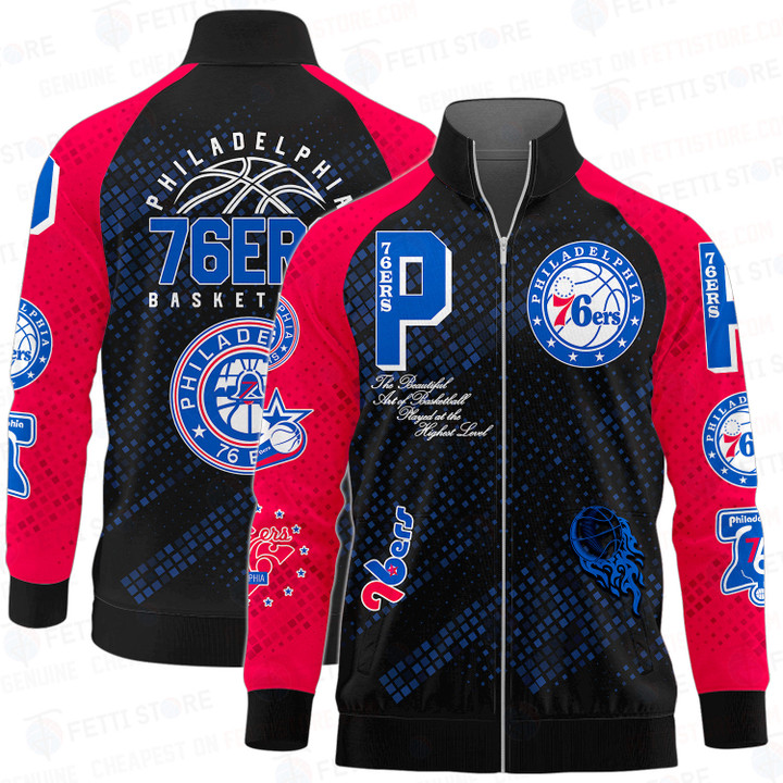 Philadelphia 76ers National Basketball Association Stand Collar Zipper Jacket SH1 V1