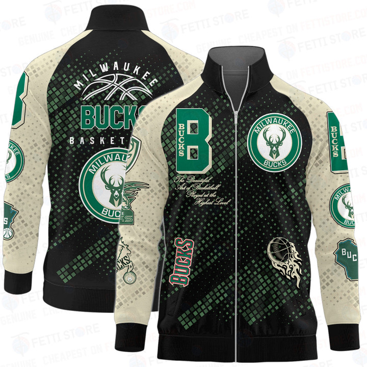 Milwaukee Bucks National Basketball Association Stand Collar Zipper Jacket SH1 V1