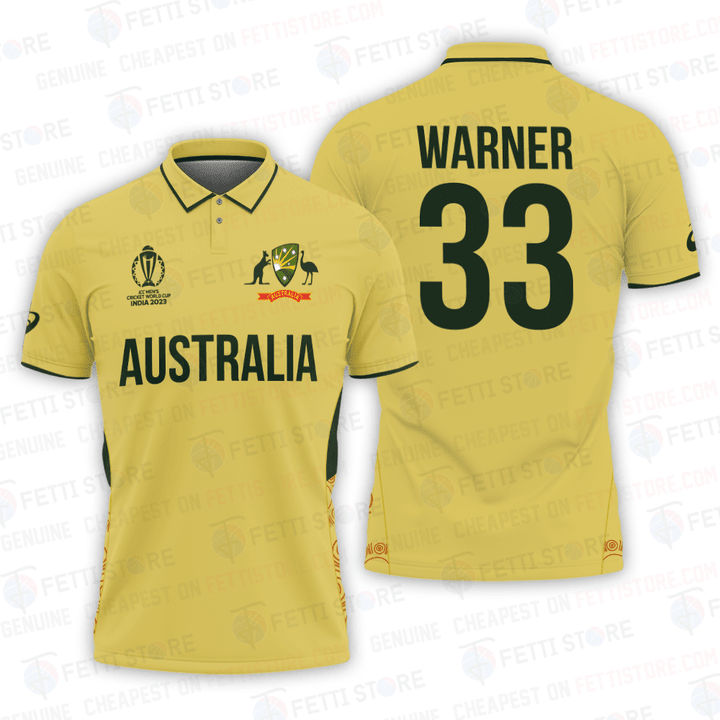 David Warner Australia Men National Cricket Team Cricket World Cup 2023 Polo Shirt SH1
