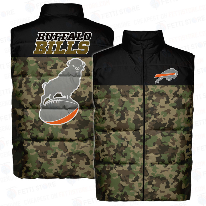 Buffalo Bills Football Camo Pattern AOP Unisex Down Vest