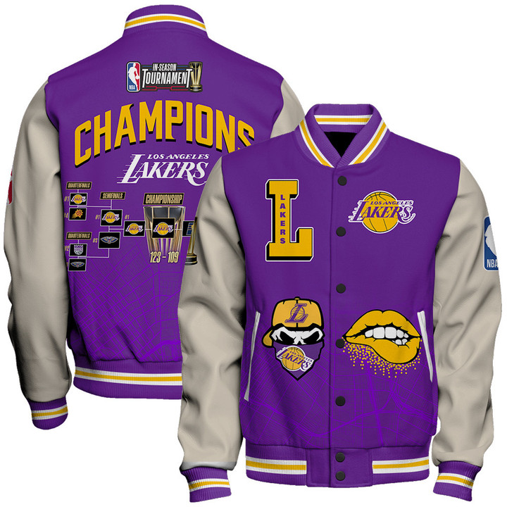 Los Angeles Lakers National Basketball Association Champions Print Varsity Jacket SFAT V1
