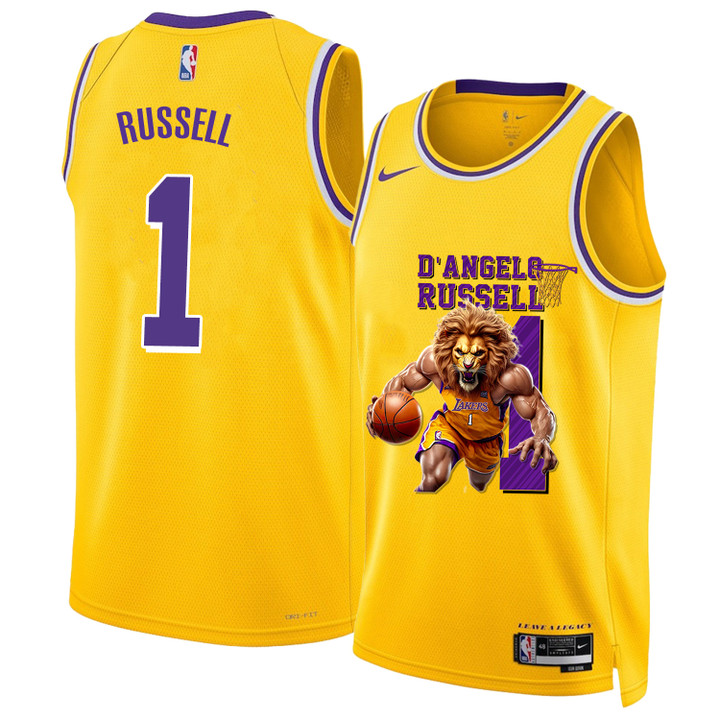 D'Angelo Russell - Lakers National Basketball Association 2024 Basketball Yellow Jersey STM V1