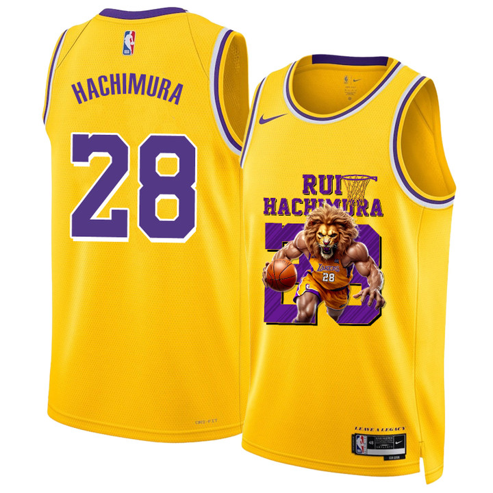 Rui Hachimura - Lakers National Basketball Association 2024 Basketball Yellow Jersey STM V1