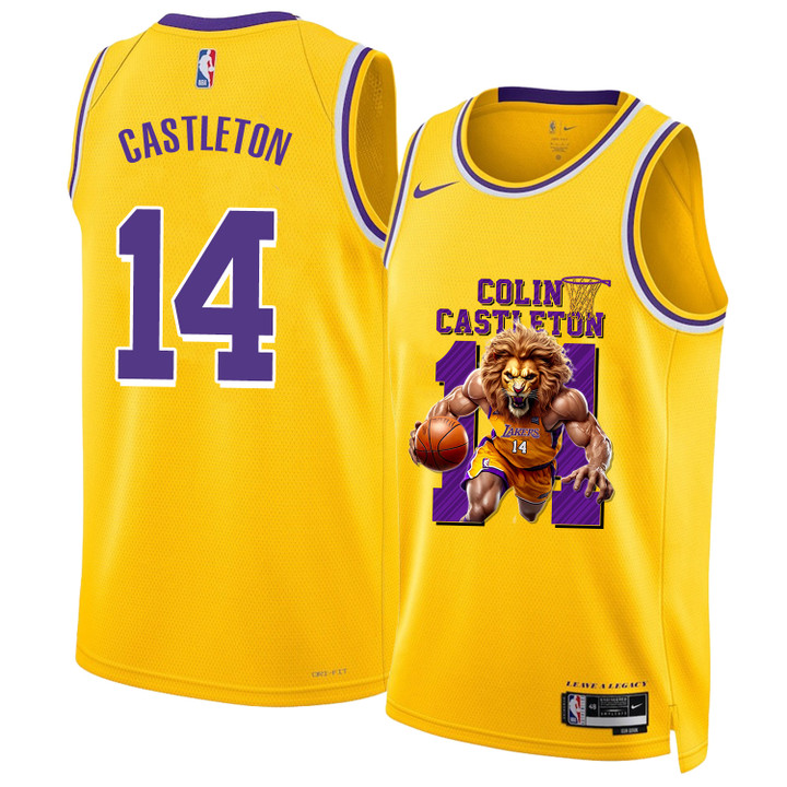 Colin Castleton - Lakers National Basketball Association 2024 Basketball Yellow Jersey STM V1