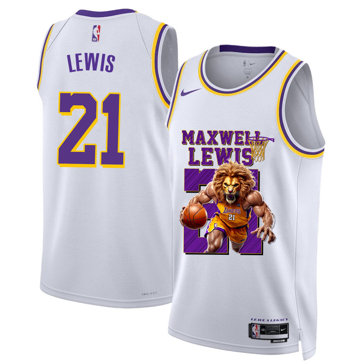 Maxwell Lewis - Lakers National Basketball Association 2024 Basketball White Jersey STM V1