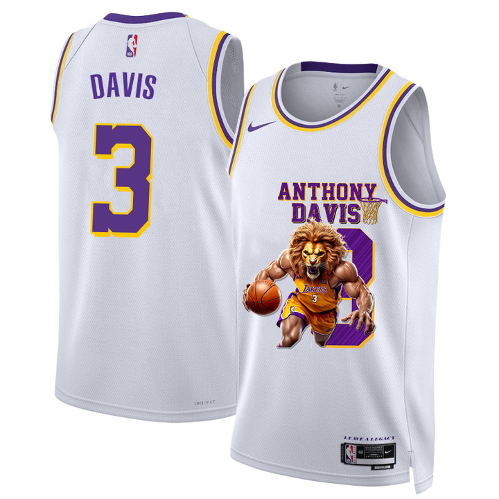 Anthony Davis - Lakers National Basketball Association 2024 Basketball White Jersey STM V1