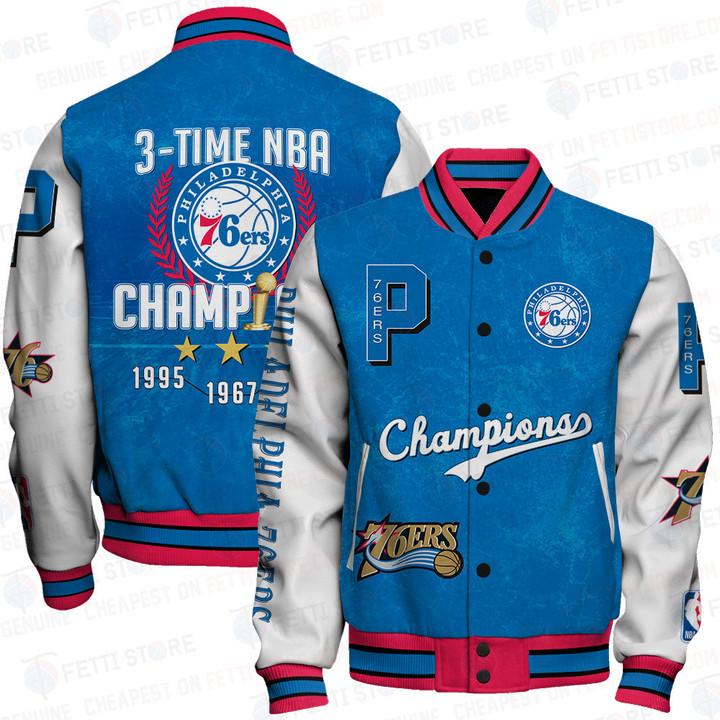 Philadelphia 76ers 3x Champions Print Varsity Jacket SFAT V4