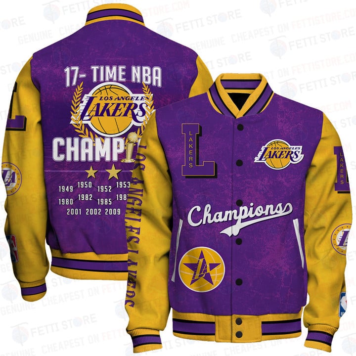 Los Angeles Lakers 17x Champions Print Varsity Jacket SFAT V4