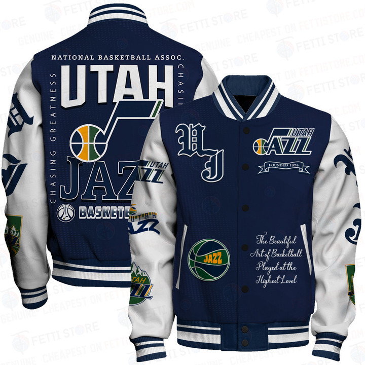 Utah Jazz - National Basketball Association Logo Print Varsity Jacket SFAT V25