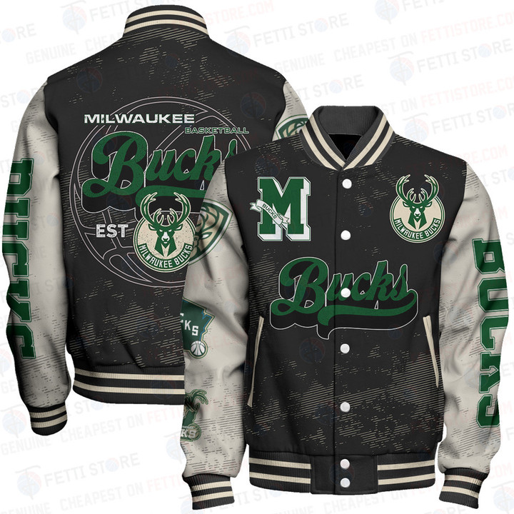 Milwaukee Bucks Team Logo Sport Pattern Classic Varsity Jacket