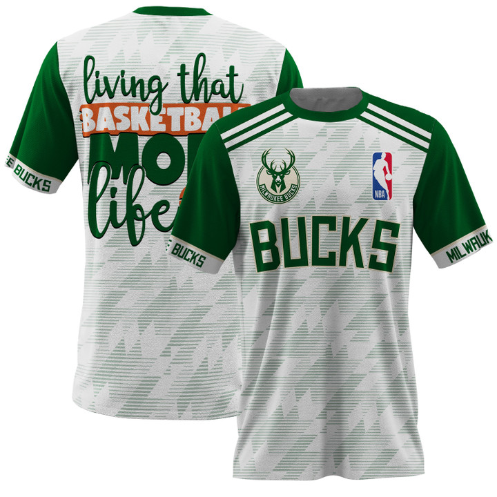 Milwaukee Bucks Mom National Basketball Association AOP T-Shirt  V1 Basketball Patern