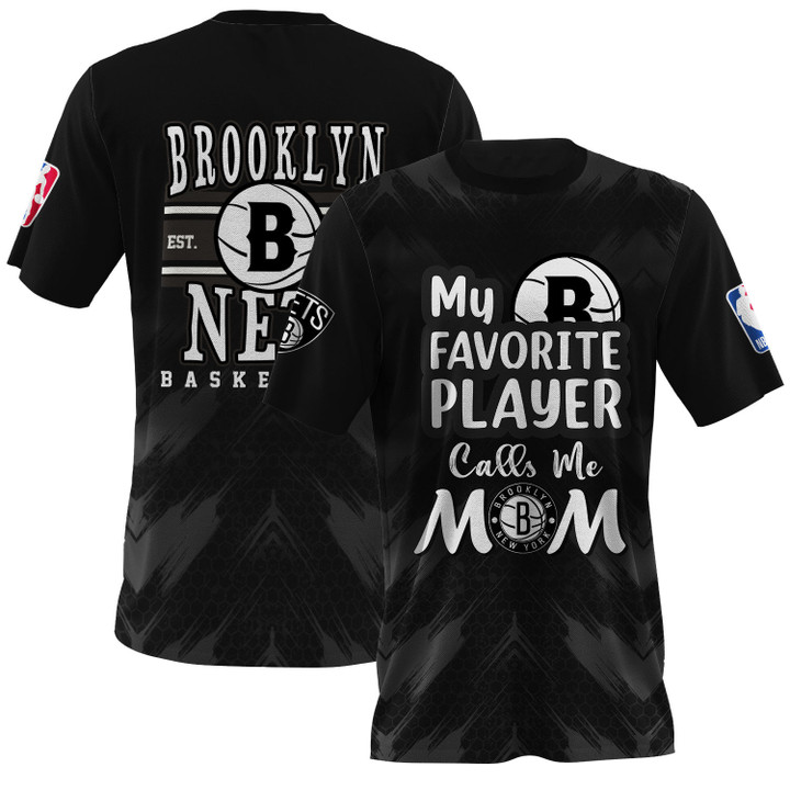 Brooklyn Nets Mom National Basketball Association AOP T-Shirt  V2 Basketball Patern