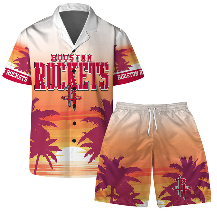 Houston Rockets Team Logo Pattern Sunset Tropical Hawaiian Set