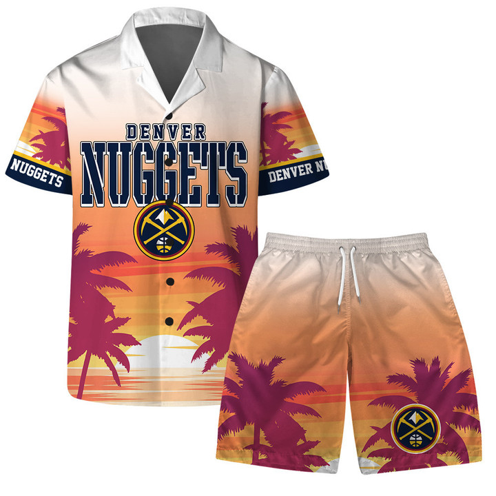 Denver Nuggets Team Logo Pattern Sunset Tropical Hawaiian Set