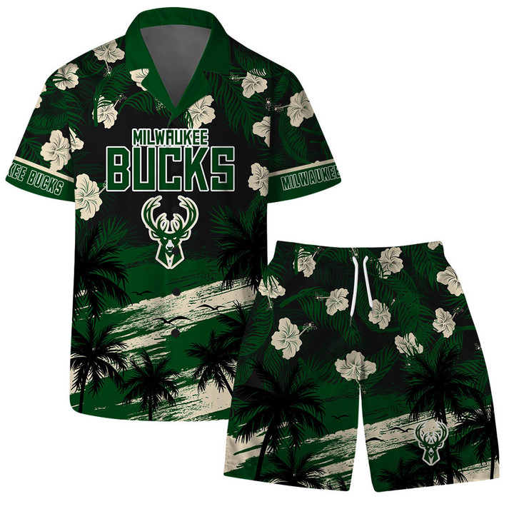 Milwaukee Bucks - NBA Team Logo Summer Vibes Pattern Hawaiian Set