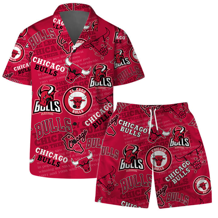 Chicago Bulls - NBA Team Logo Basketball Stars Pattern Hawaiian Set