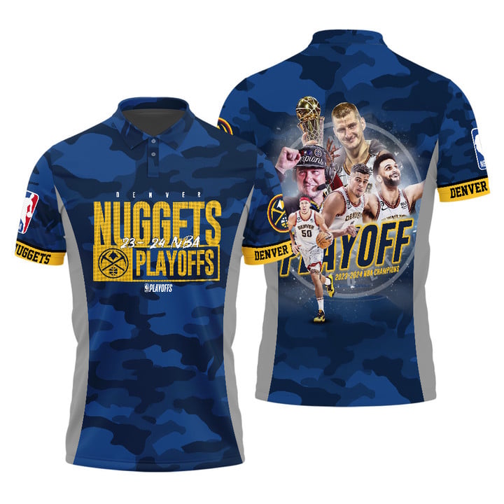 Denver Nuggets National Basketball Association Playoffs V3 3D Polo Shirt Basketball Pattern