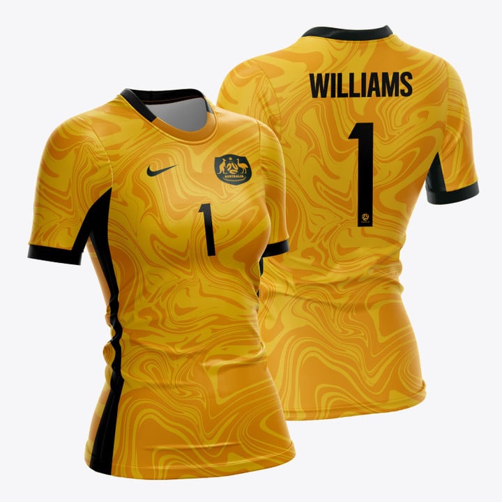 Lydia Williams 1 Australia 2023 Women Home Jersey - Yellow - All Over Printed Jersey