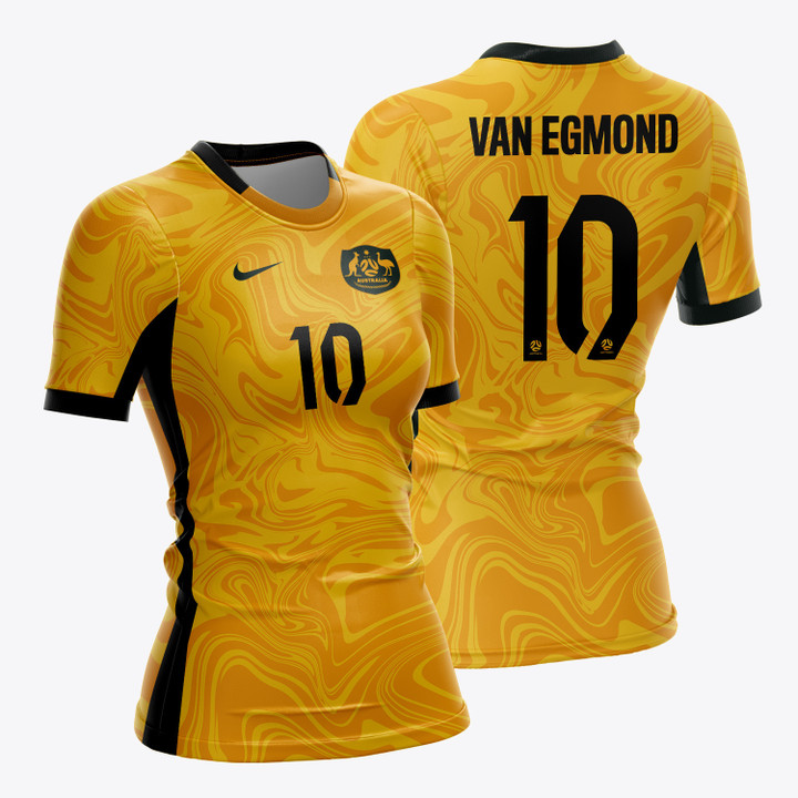 Emily Van Egmond 10 Australia 2023 Women Home Jersey - Yellow - All Over Printed Jersey