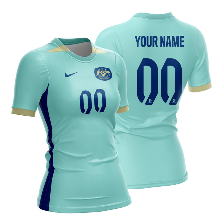 Australia 2023 Women Away Custom Jersey - Turquoise - All Over Printed Jersey